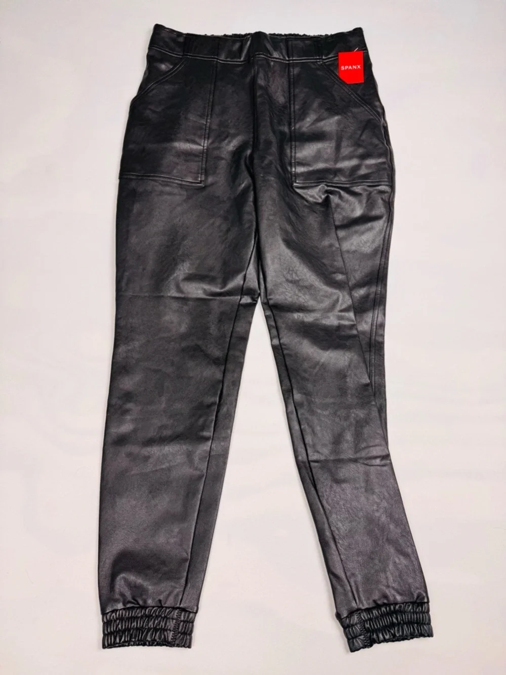 NWT SPANX Faux Leather Like Jogger Pants Black Women’s XL Retail $148 - Picture 2 of 8